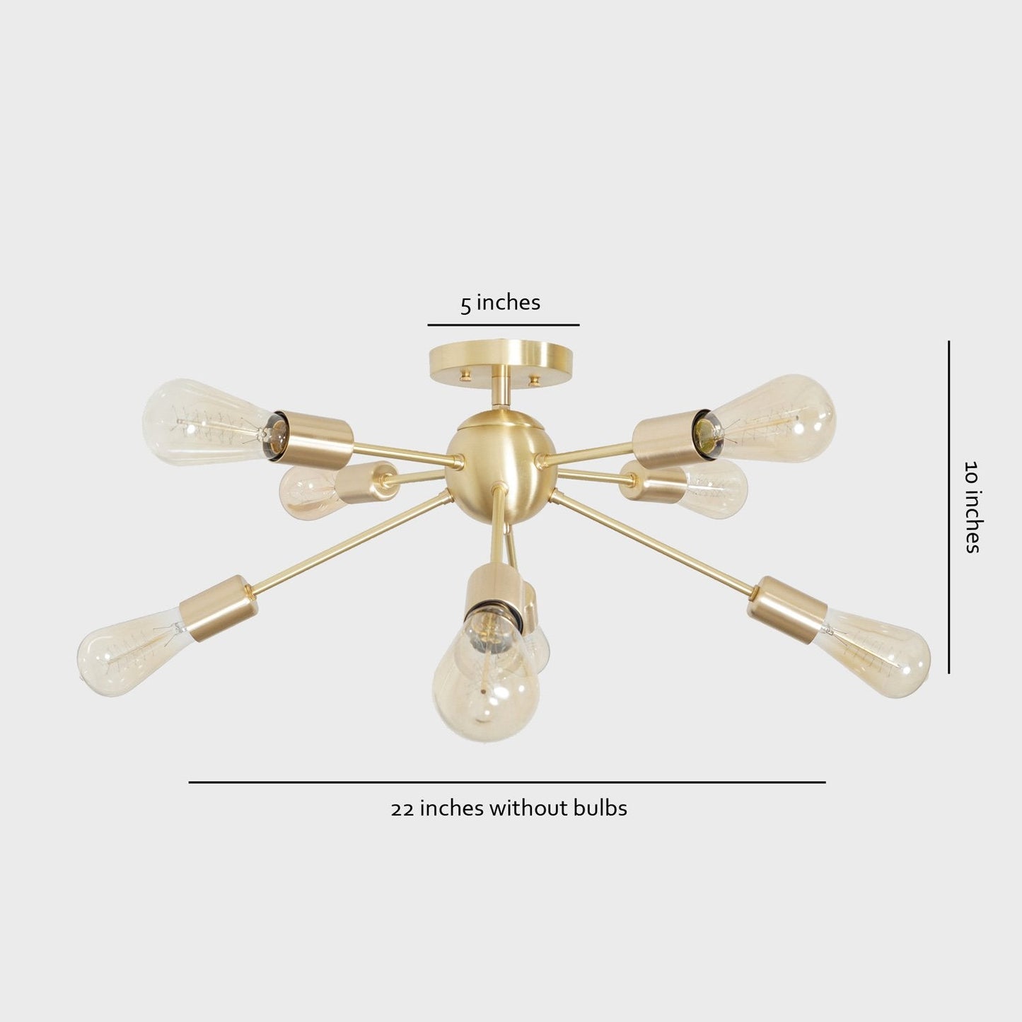 Modern Brass 8 Arm Light Sputnik Flush Mount Chandelier Light Fixture.