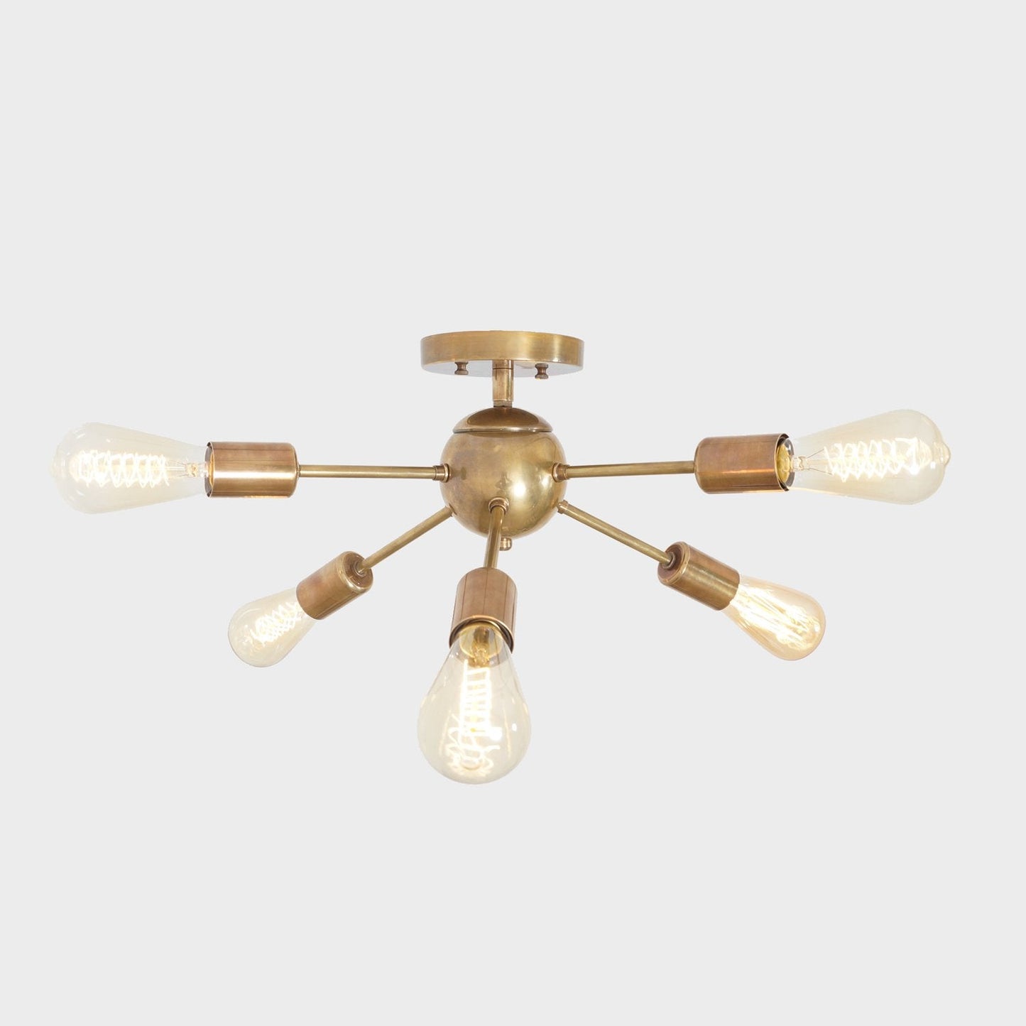 Modern Brass 6 Arm Light Sputnik Flush Mount Chandelier Light Fixture.
