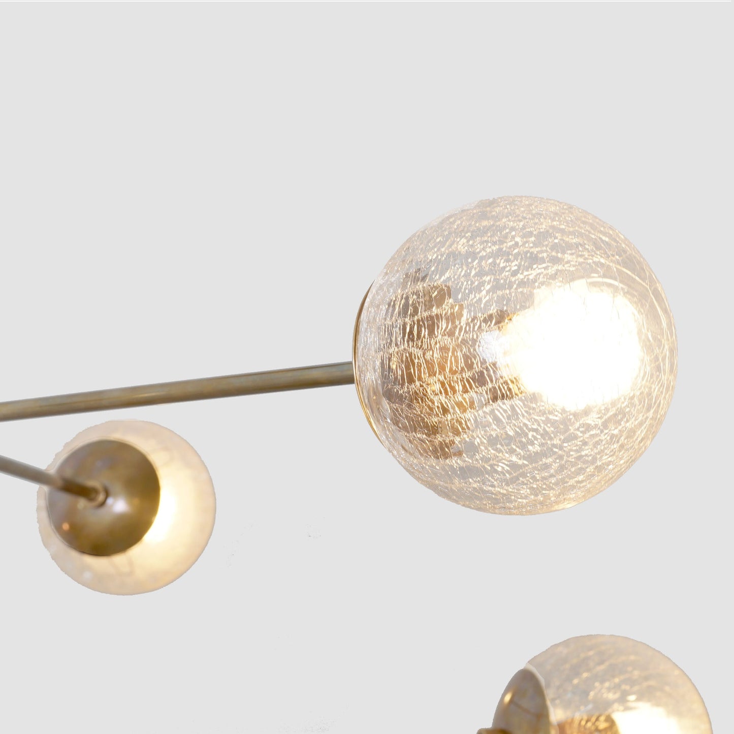 Oxford Patina Brass 3 Arm Cracked Glass Globe Chandelier