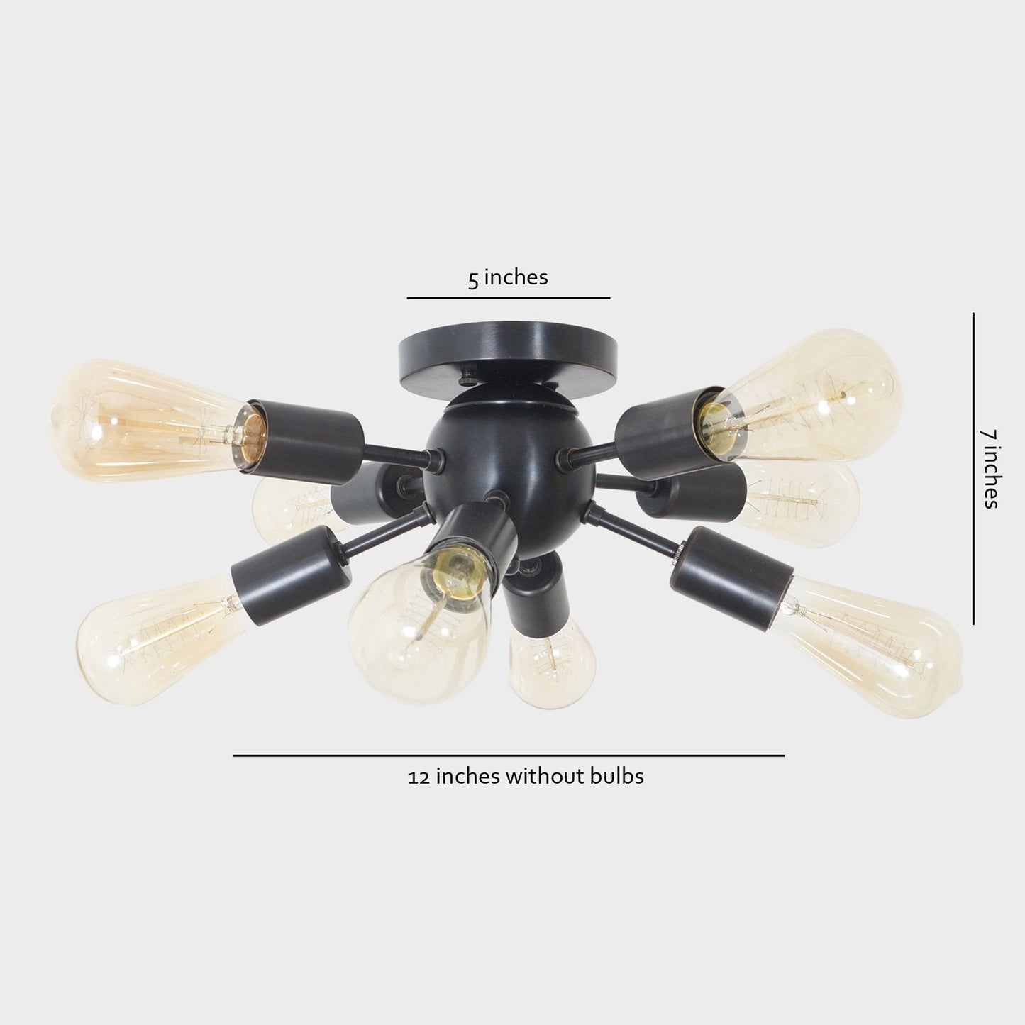 8 Light Modern Brass Sputnik Flush Mount Chandelier Light Fixture.