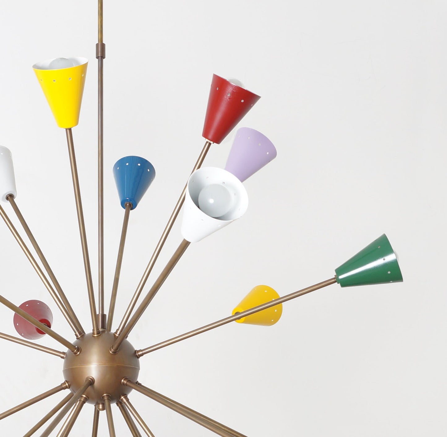 Stilnovo Multi Color Mid Century Italian Brass Sputnik Chandelier 40"D