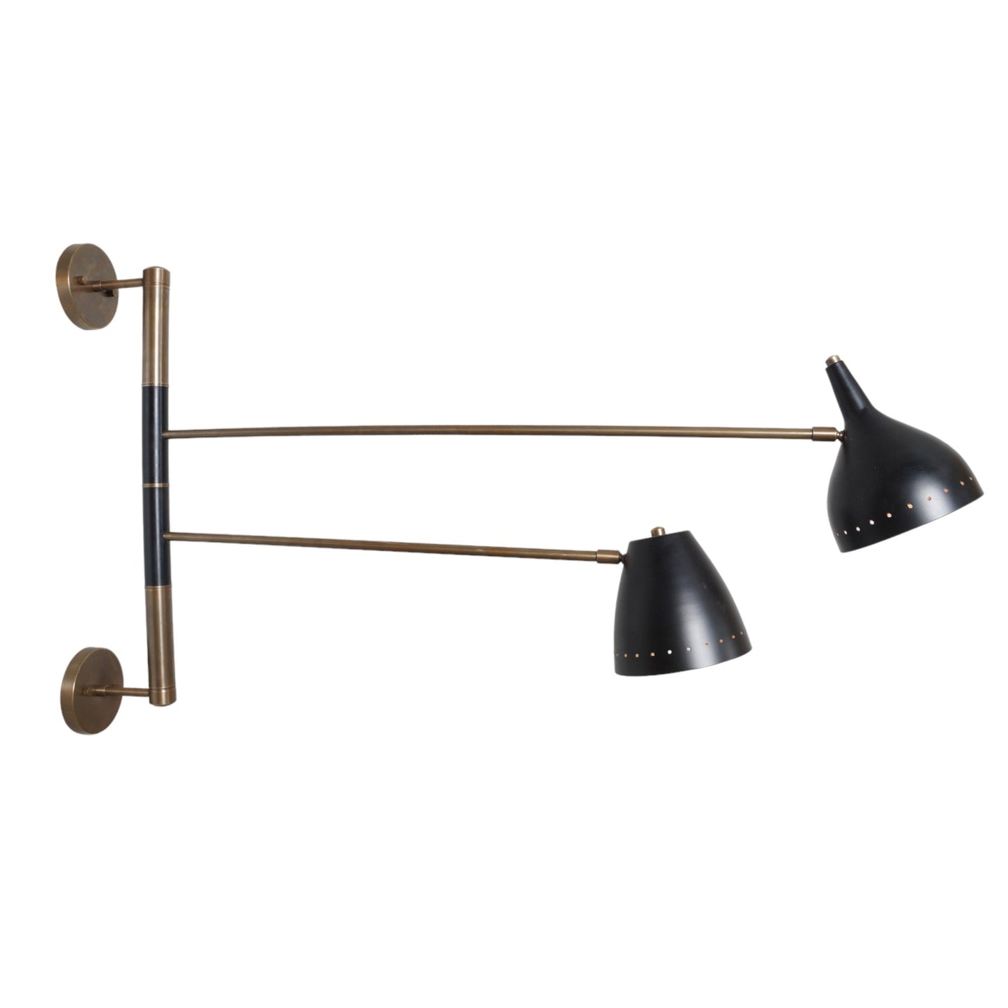 Double Shade Brass Articulated Arm Wall Fixture