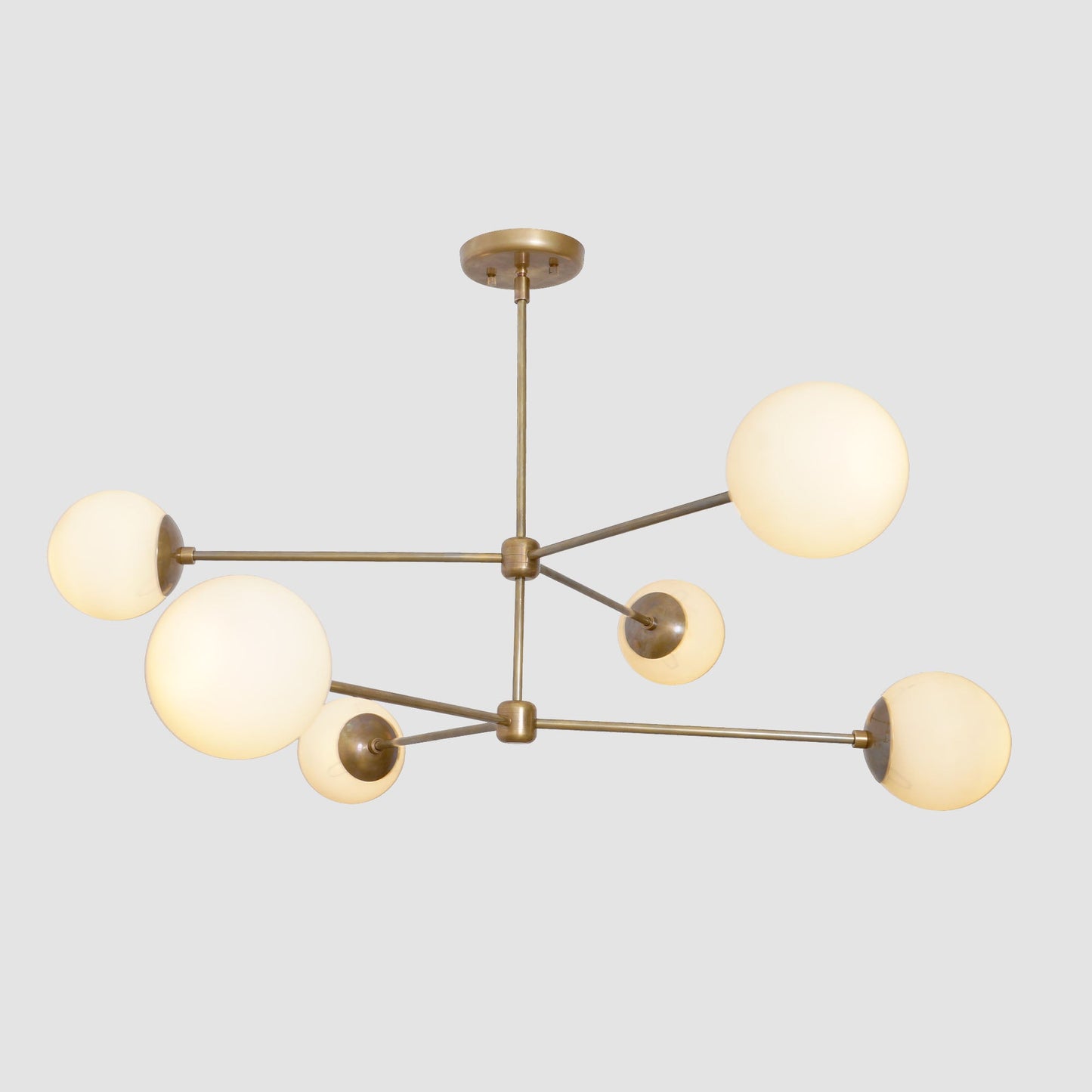 Oxford Patina Brass 3 Arm Milky Glass Globe Chandelier