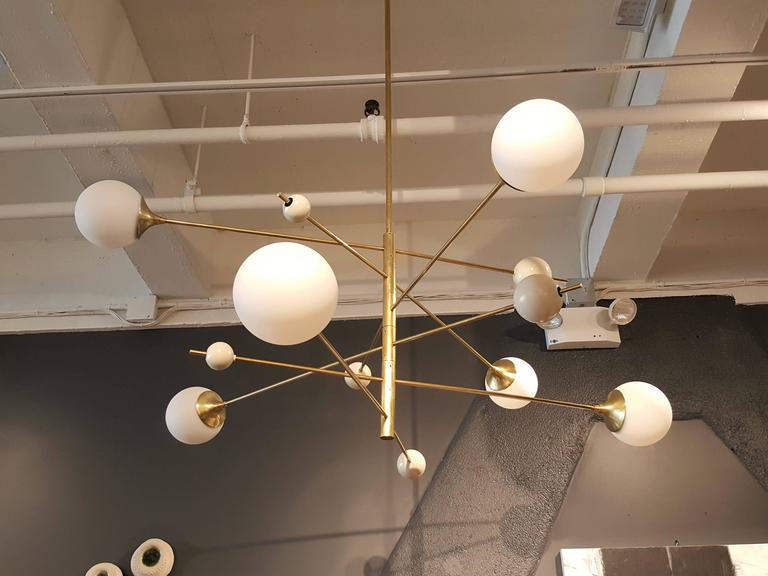 Huge Sculptural "Orbital" Brass Chandelier Light Fixture