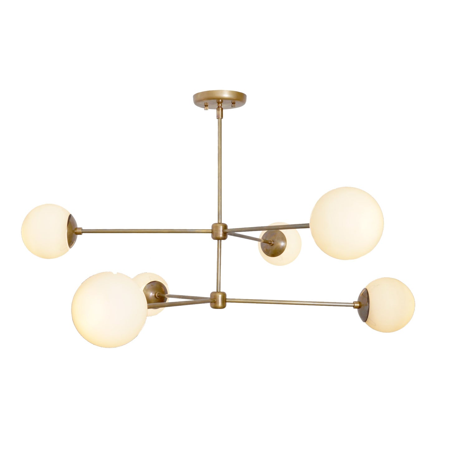 Oxford Patina Brass 3 Arm Milky Glass Globe Chandelier