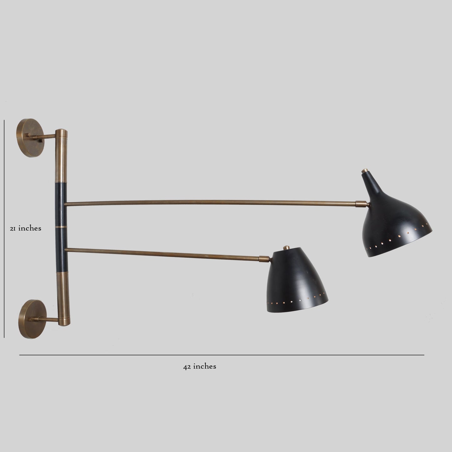 Double Shade Brass Articulated Arm Wall Fixture