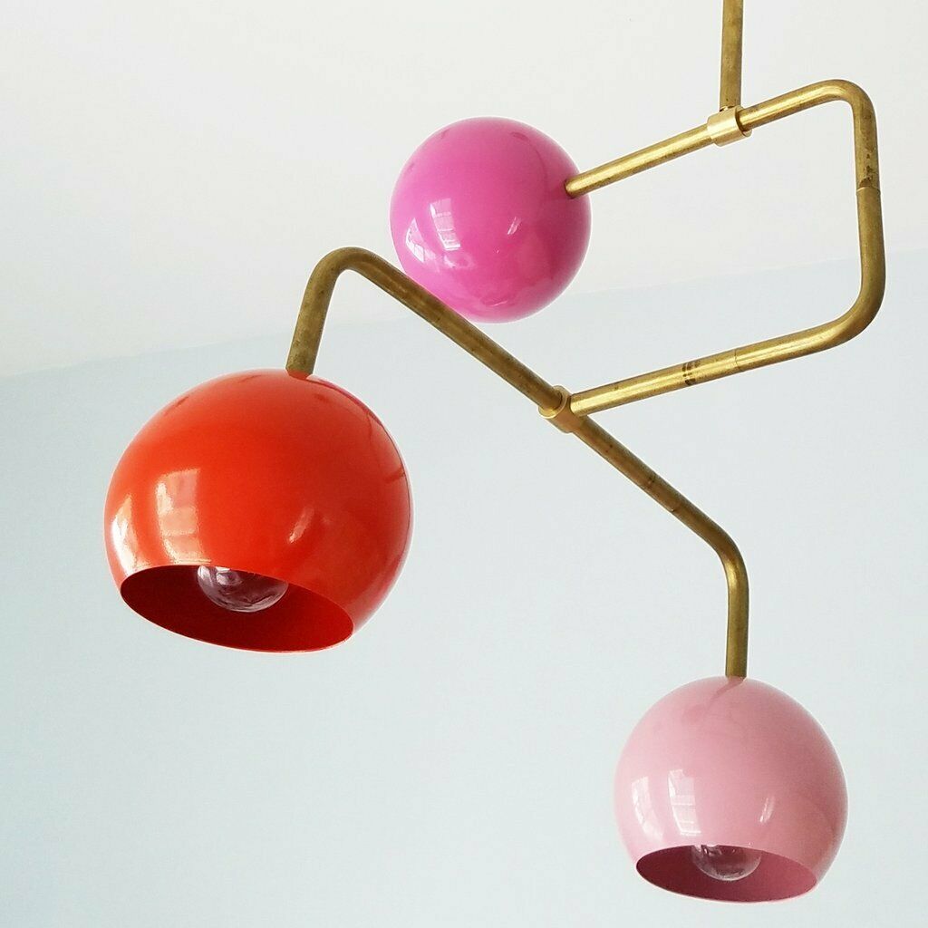 Modern Sputnik Chandelier Brass Eyeball Shade Mid Century Ceiling Fixture Light