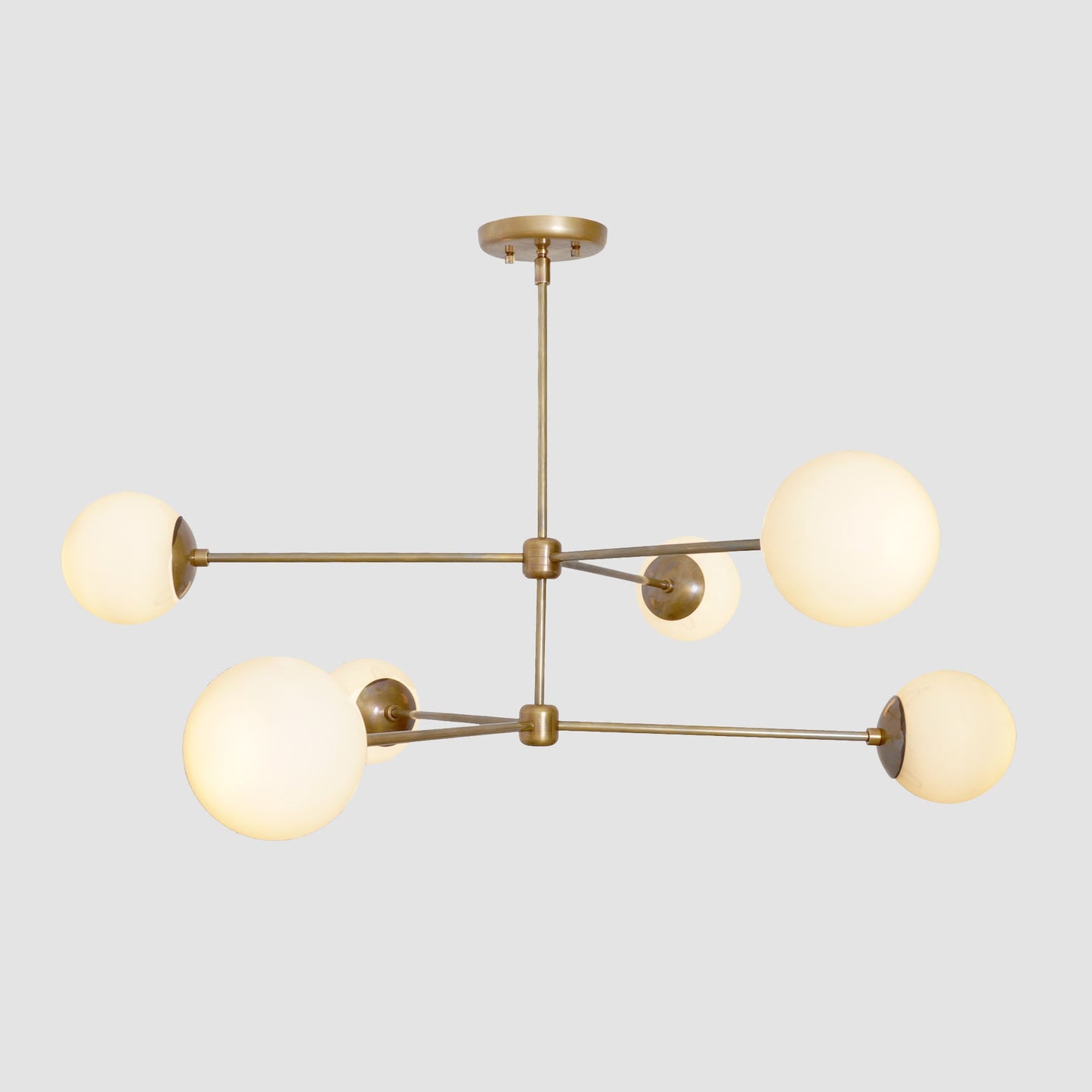 Oxford Patina Brass 3 Arm Milky Glass Globe Chandelier