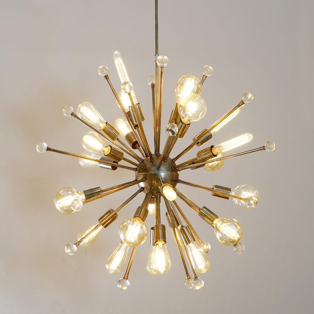 ITALIAN STARBURST BRASS CHANDELIER 34"