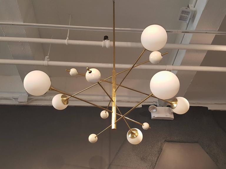 Huge Sculptural "Orbital" Brass Chandelier Light Fixture