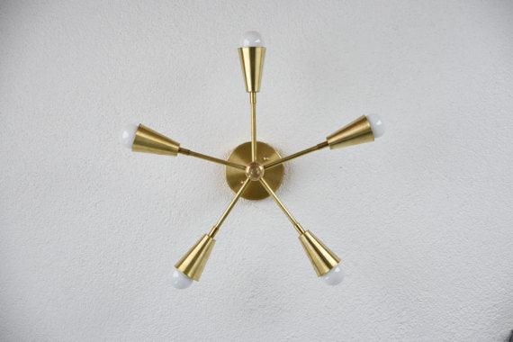 Modern Chandelier Five 5 Arm Pinwheel cone chandelier