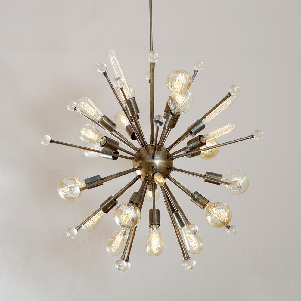 ITALIAN STARBURST BRASS CHANDELIER 34"
