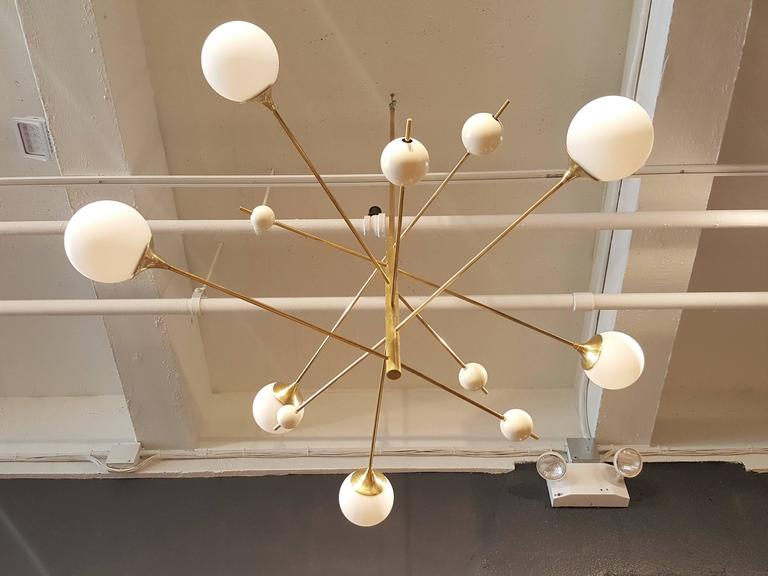 Huge Sculptural "Orbital" Brass Chandelier Light Fixture