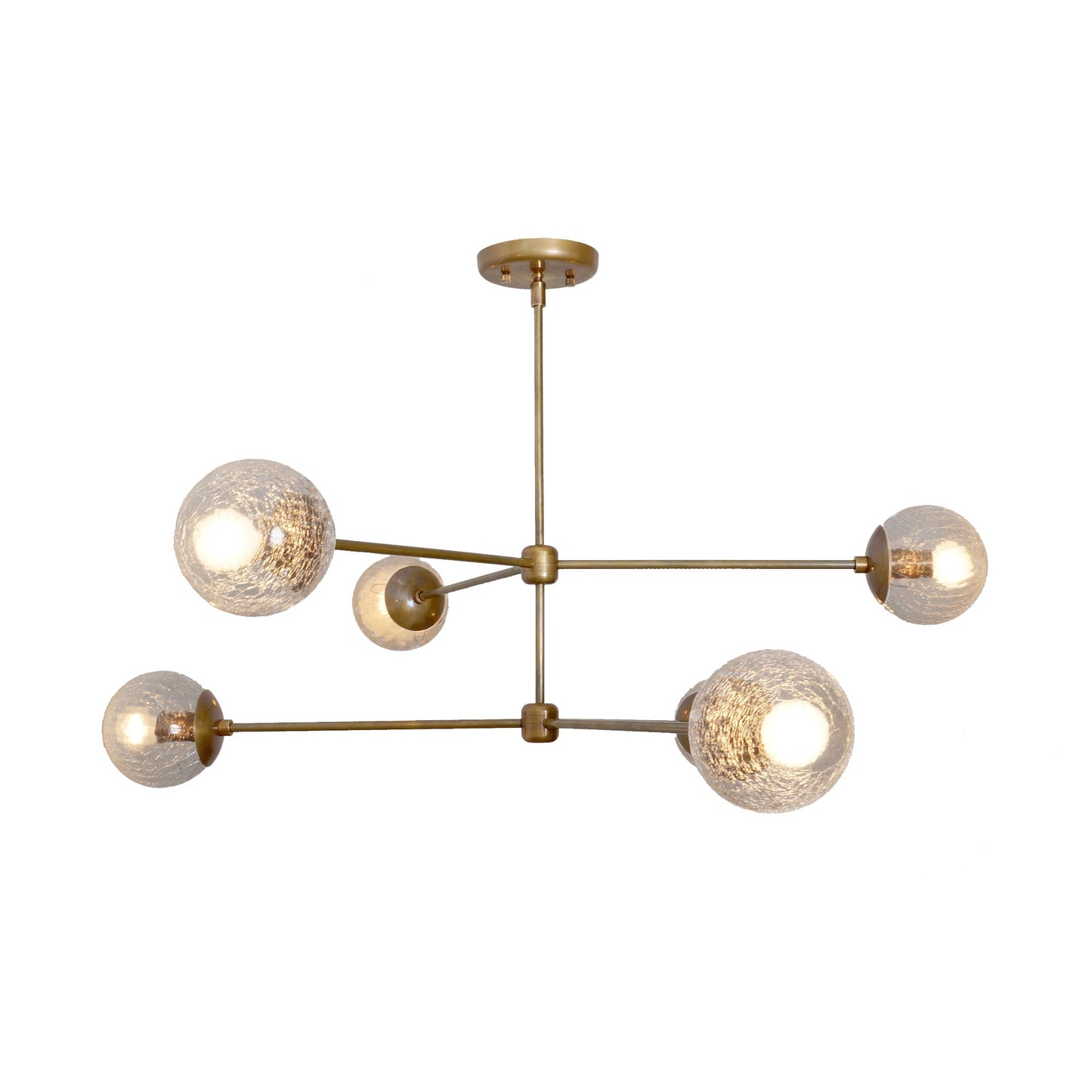 Oxford Patina Brass 3 Arm Cracked Glass Globe Chandelier
