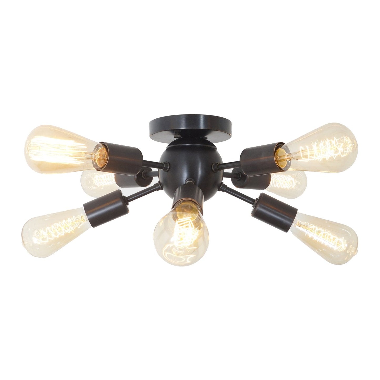 8 Light Modern Brass Sputnik Flush Mount Chandelier Light Fixture.