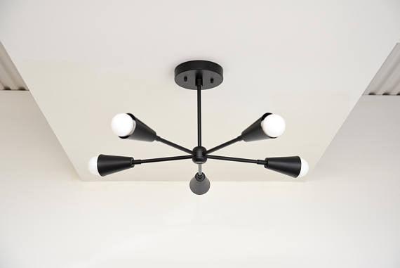 Modern Chandelier Five 5 Arm Pinwheel cone chandelier