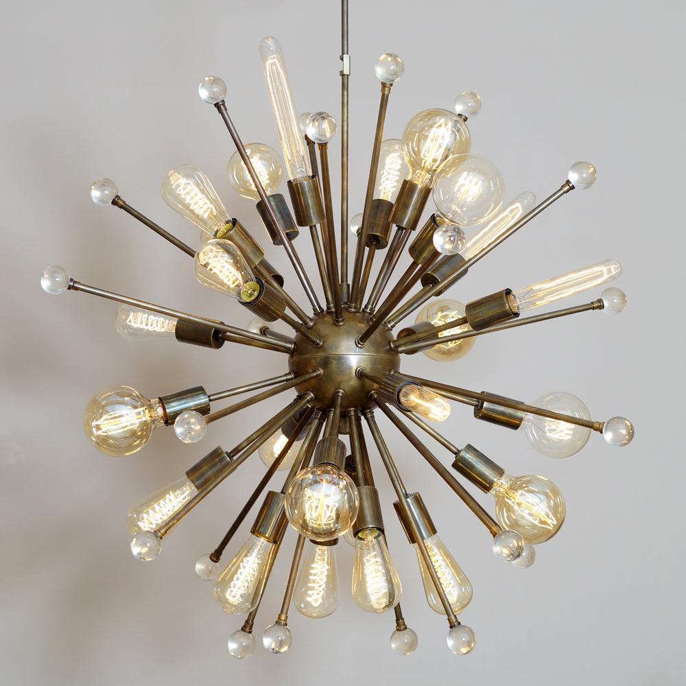ITALIAN STARBURST BRASS CHANDELIER 34"