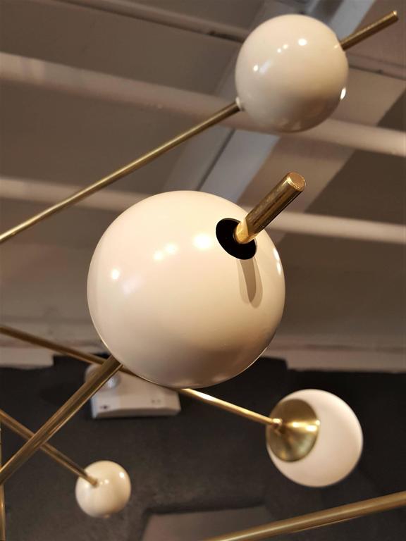Huge Sculptural "Orbital" Brass Chandelier Light Fixture