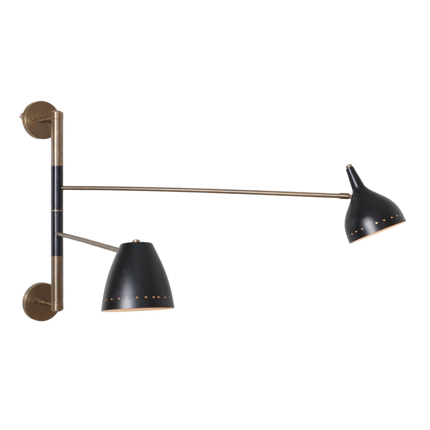 Double Shade Brass Articulated Arm Wall Fixture