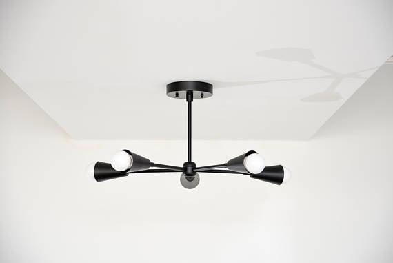Modern Chandelier Five 5 Arm Pinwheel cone chandelier