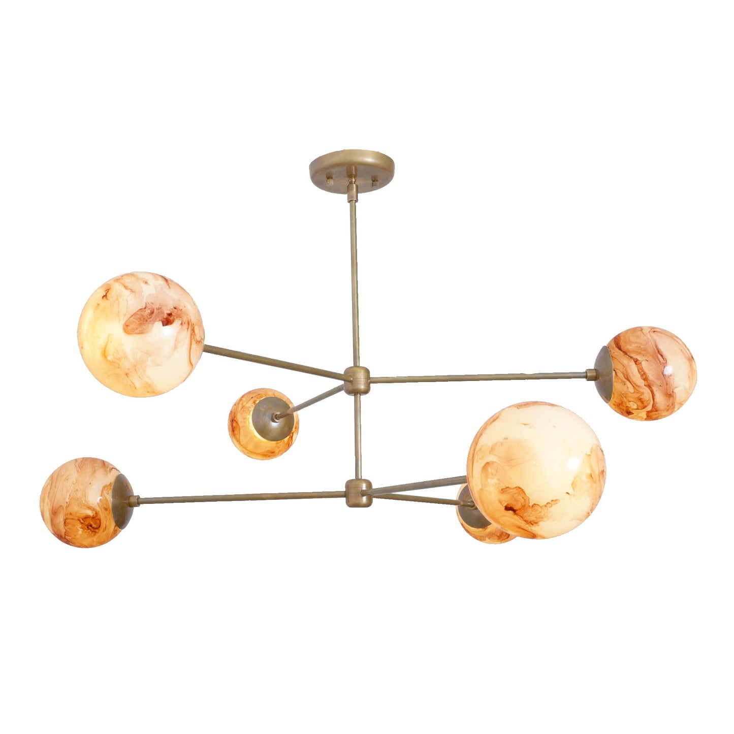 Oxford Patina Brass 3 Arm Moon Glass Globe Chandelier