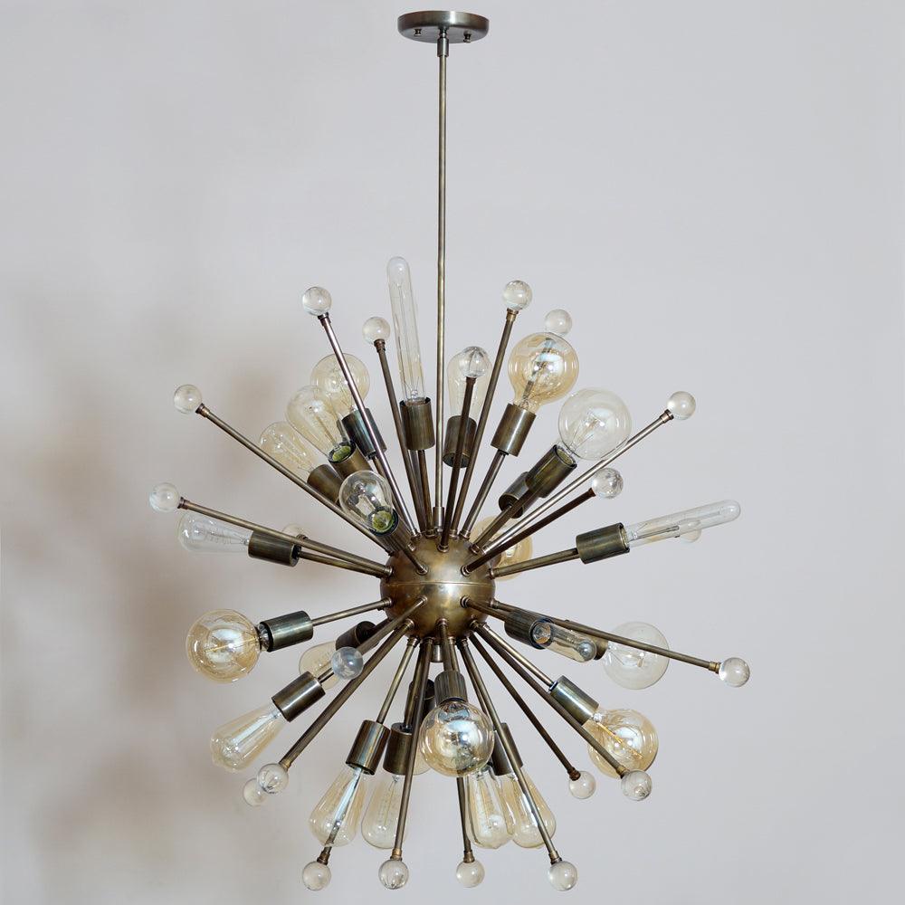 ITALIAN STARBURST BRASS CHANDELIER 34"