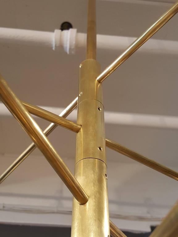 Huge Sculptural "Orbital" Brass Chandelier Light Fixture