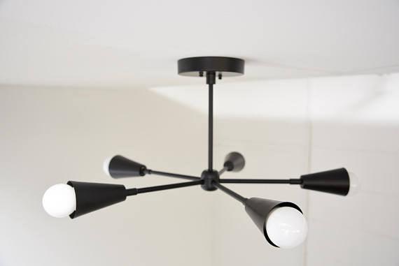 Modern Chandelier Five 5 Arm Pinwheel cone chandelier