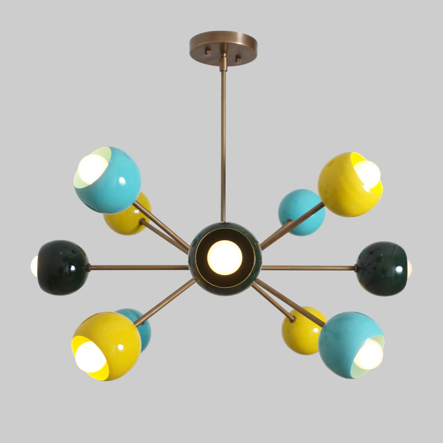 Mid Century Multicolor 12 Arm Sputnik Chandelier