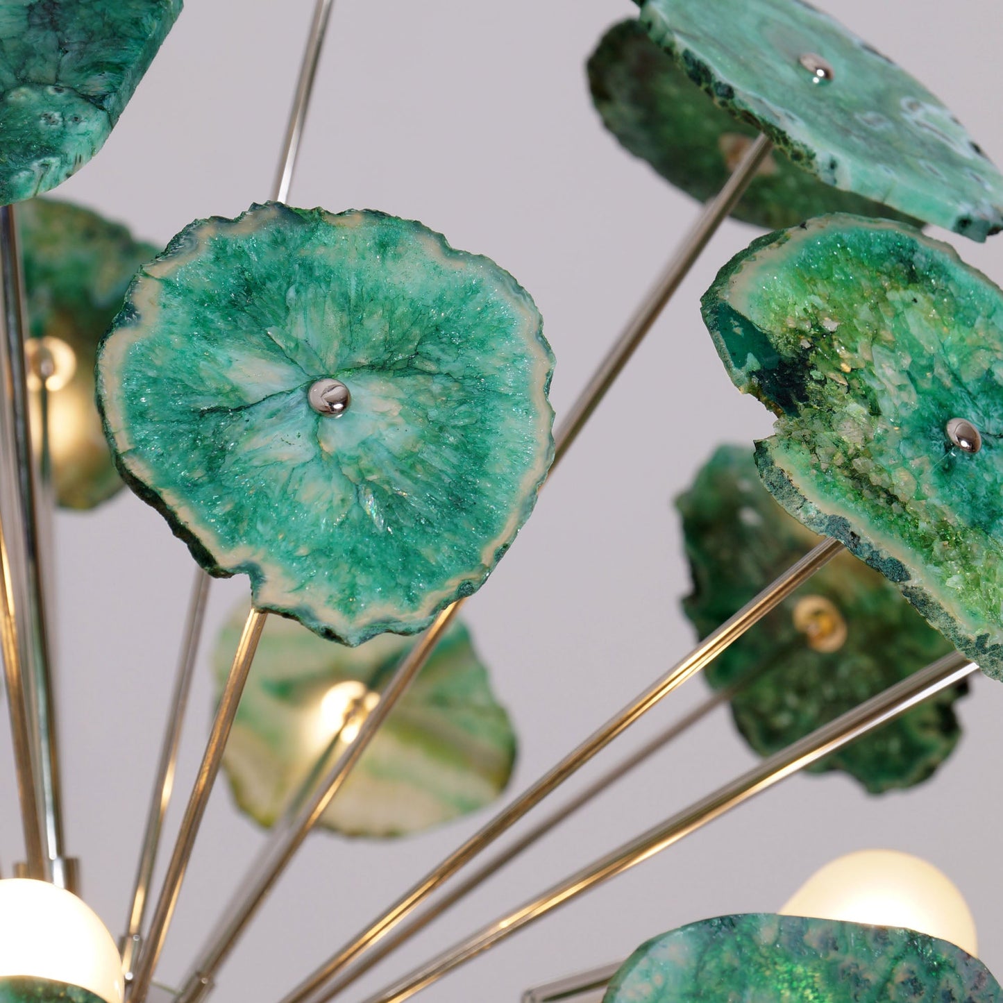Handcrafted Green Agate Stone Ceiling Light Sputnik Chandelier