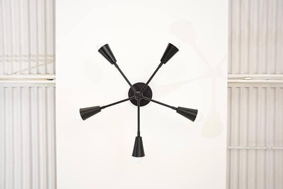 Modern Chandelier Five 5 Arm Pinwheel cone chandelier