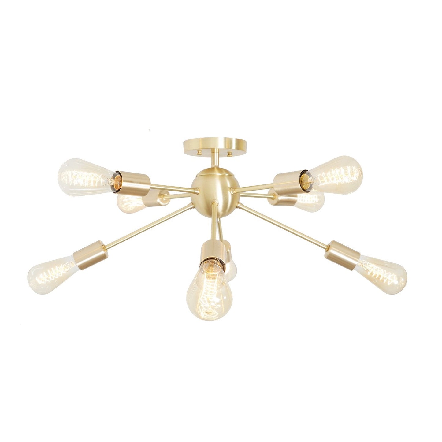Modern Brass 8 Arm Light Sputnik Flush Mount Chandelier Light Fixture.