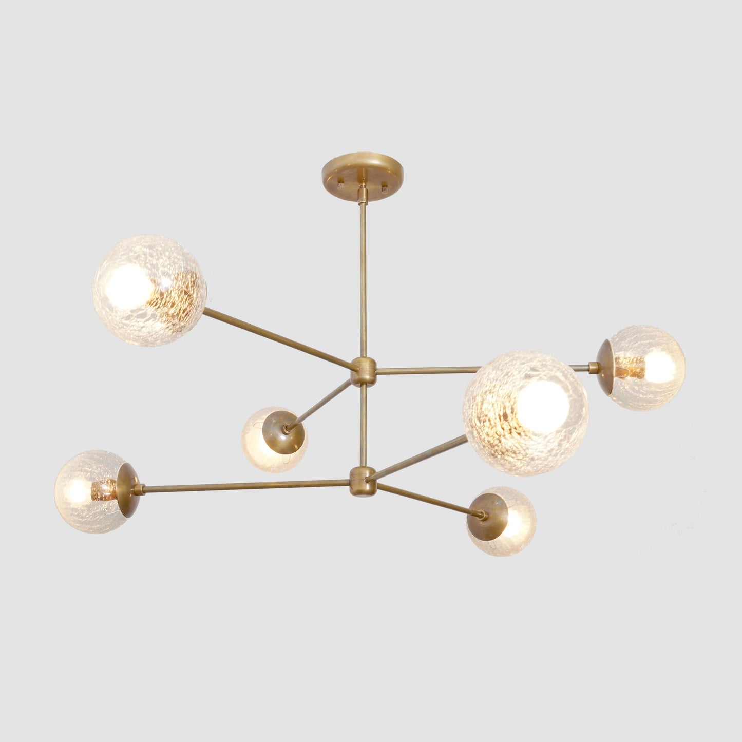 Oxford Patina Brass 3 Arm Cracked Glass Globe Chandelier