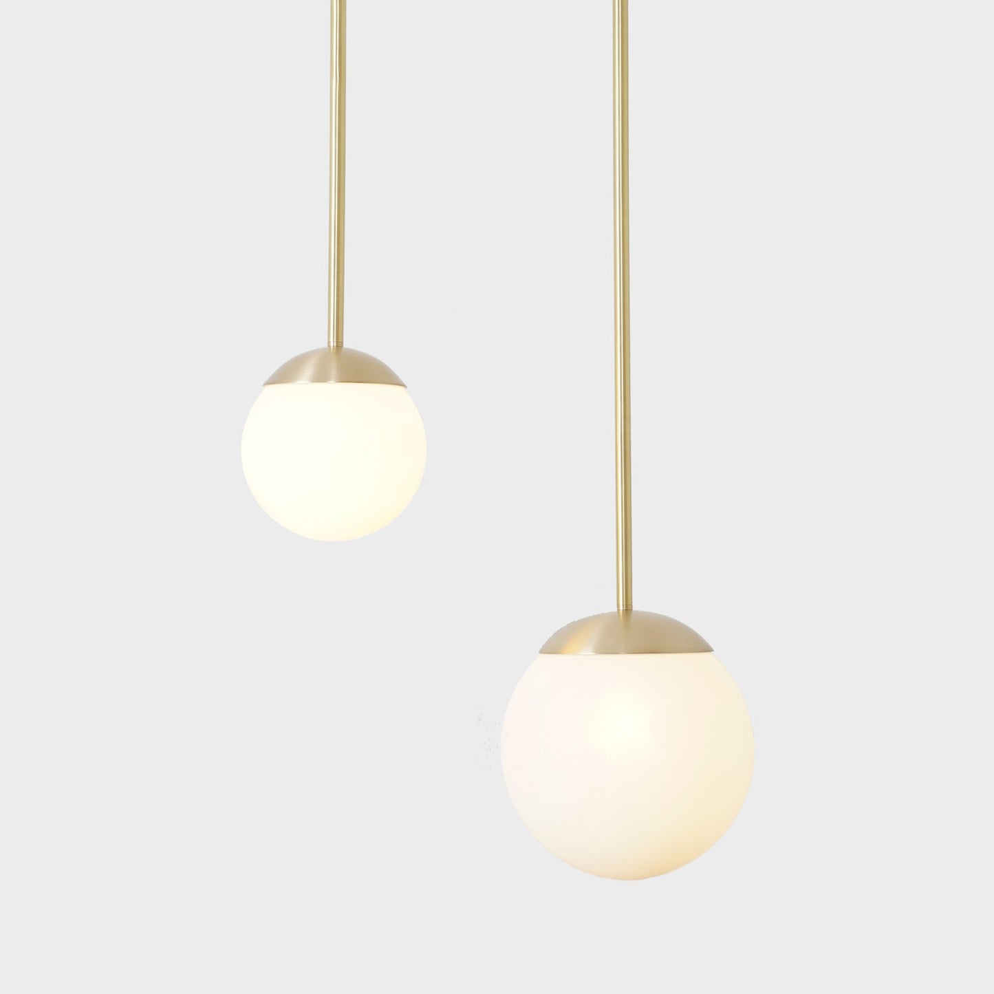 Double Globes Modern Brass Stem Pendant Chandelier Light Fixture