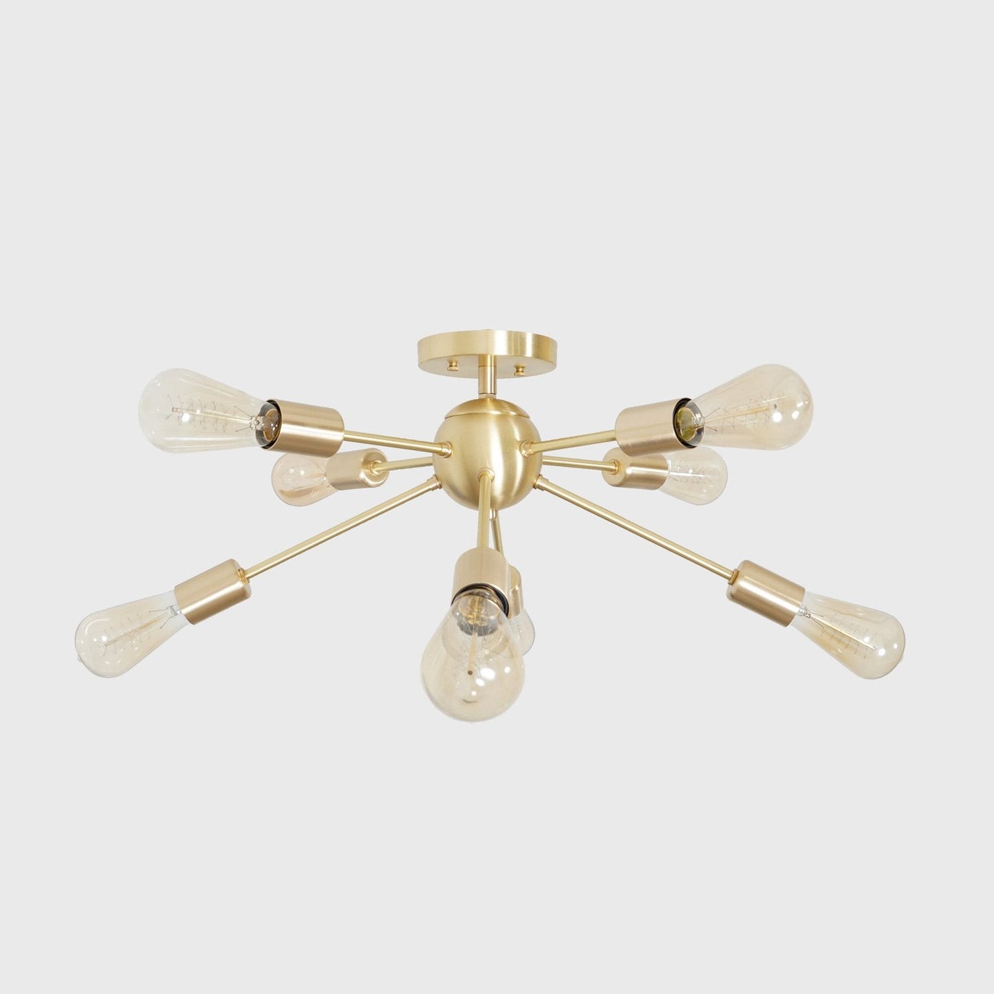 Modern Brass 8 Arm Light Sputnik Flush Mount Chandelier Light Fixture.