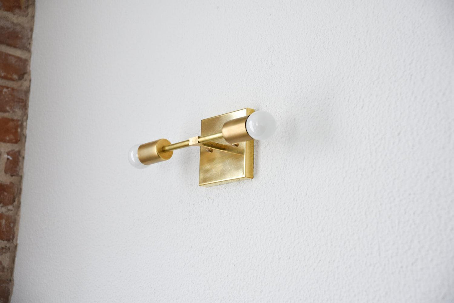 Modern Brass Wall Sconce Vanity Gold Brass 2 Bulb Square Sconce