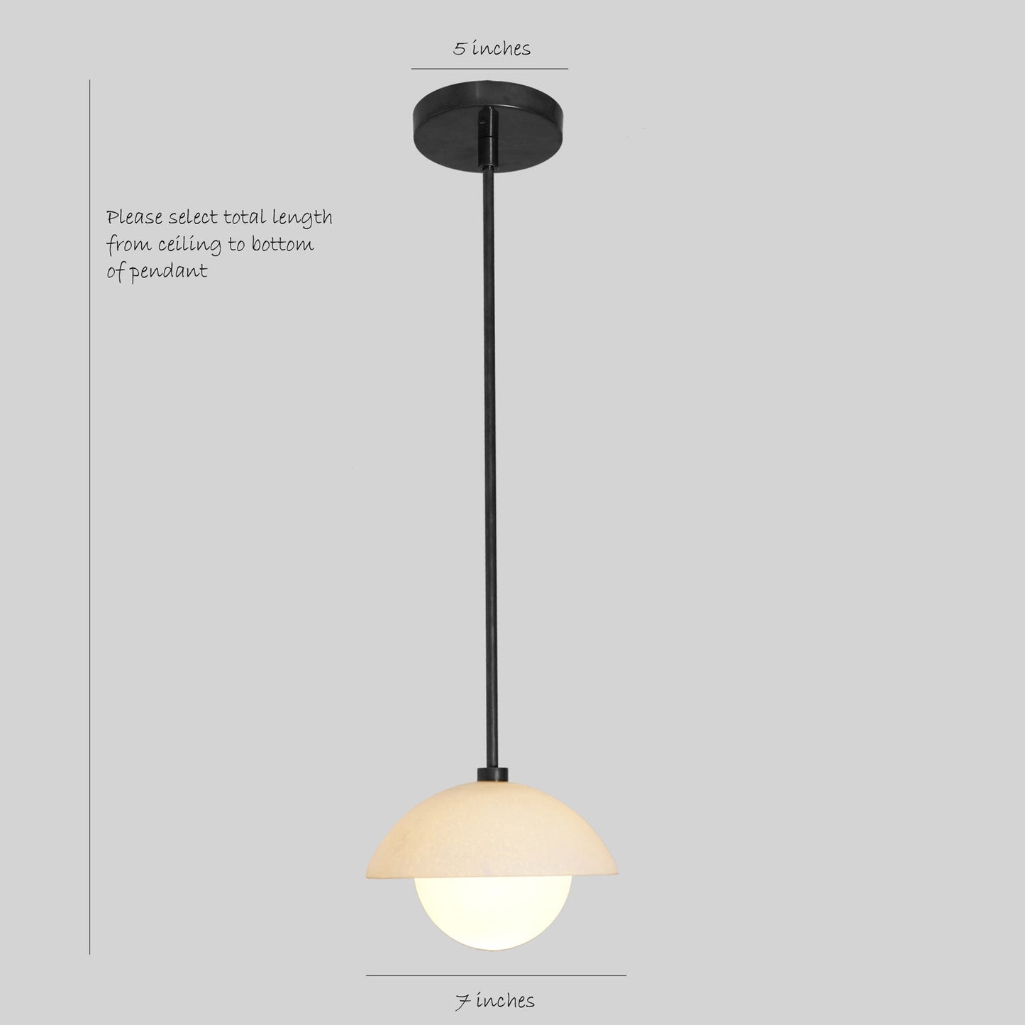 Contemporary Glass Dome Arc Globe Pendant 7"
