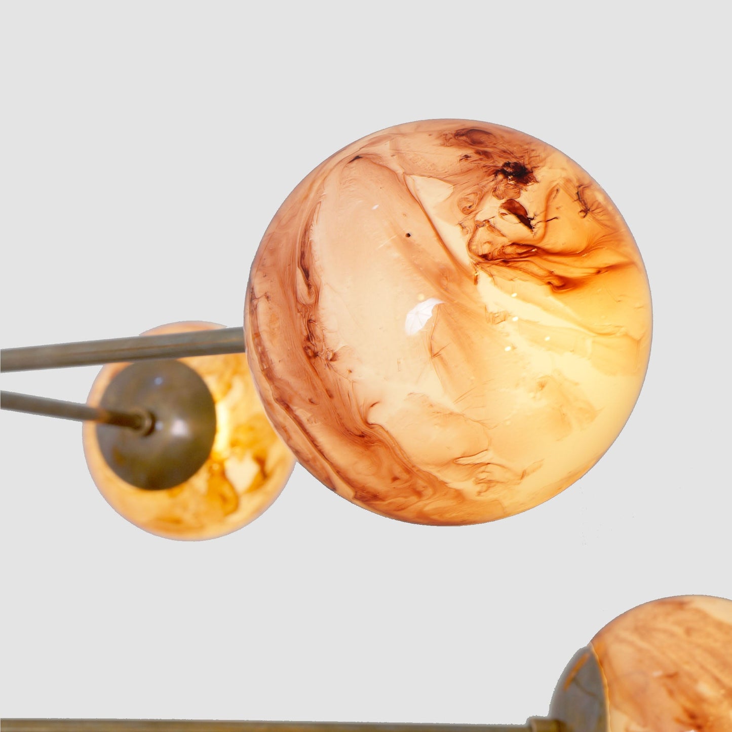 Oxford Patina Brass 3 Arm Moon Glass Globe Chandelier