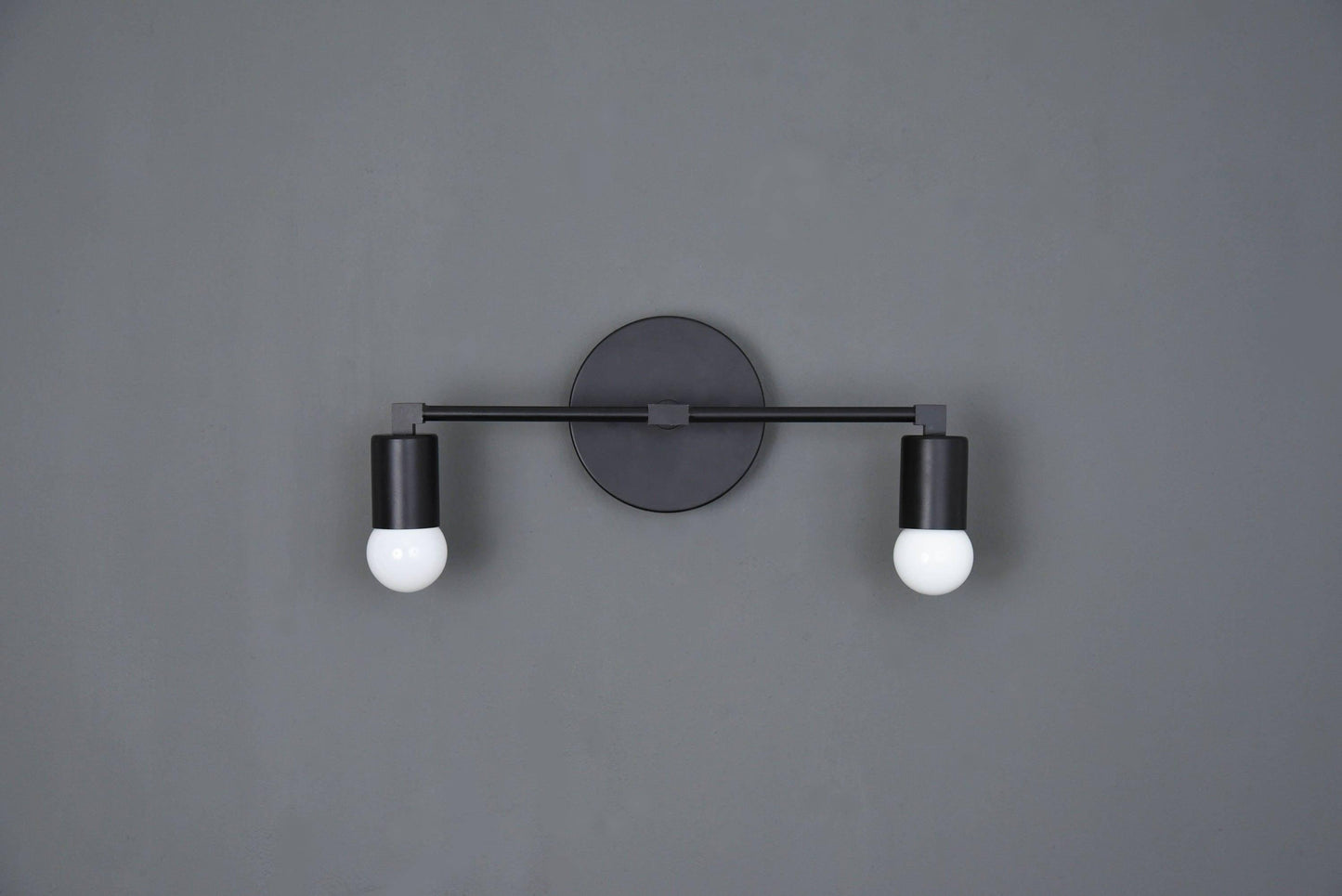 Modern Brass Wall Sconce Vanity Gold Brass 2 Bulb Round Sconce - Doozie Light Studio