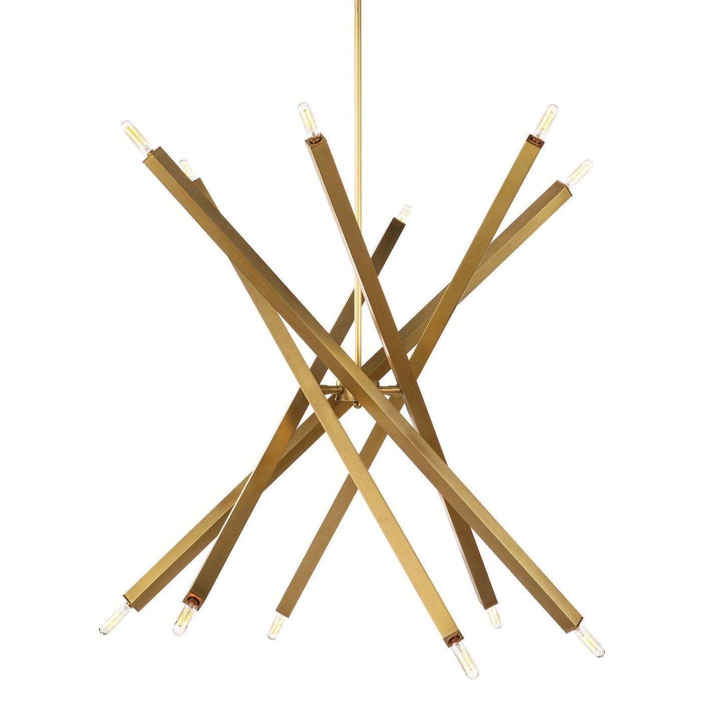 Spiral Modern Brass 12 Light Chandelier Fixture - Brushed Brass