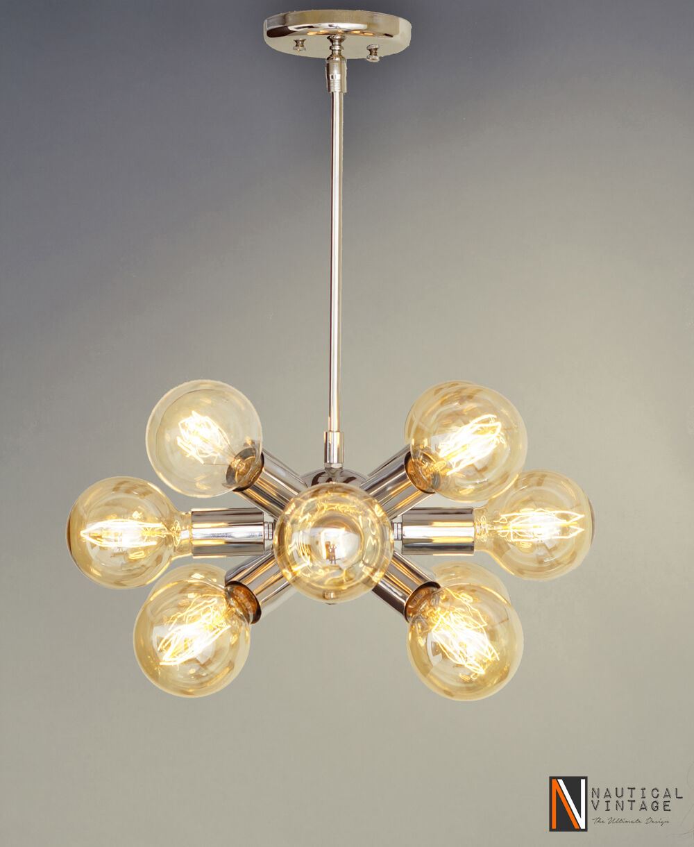 Modern Chrome Brass Hanging Ceiling Sputnik Chandelier with 12 Arms