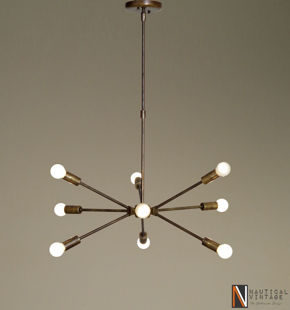 Mid century modern brass chandelier light - Industrial Hanging Light Fixture