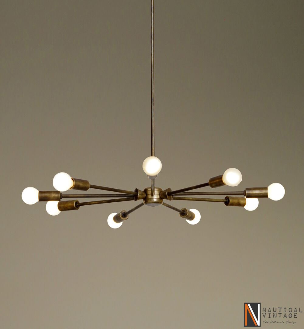 Mid century modern brass chandelier light - Industrial Hanging Light Fixture