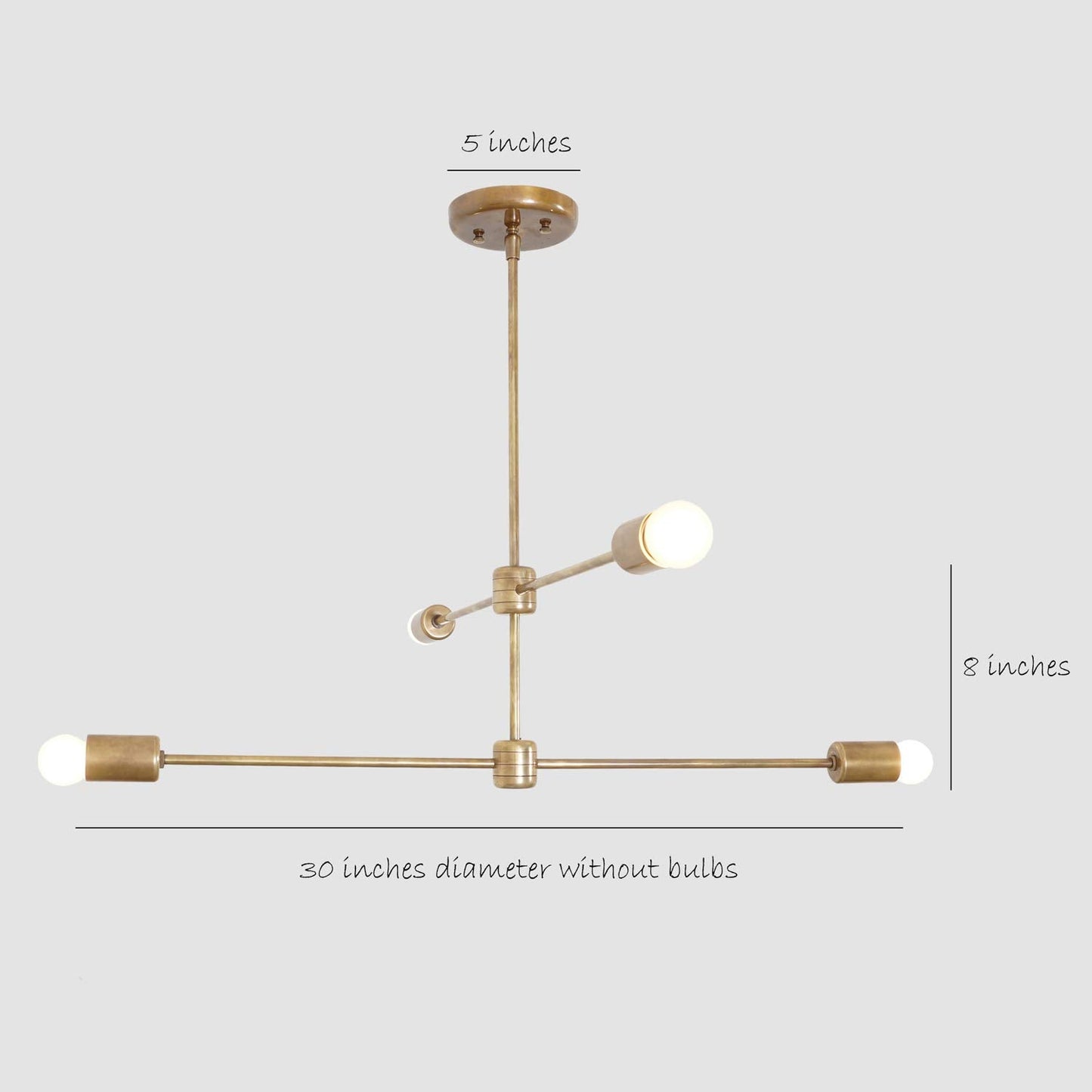 Modern Brass 4 Arm Sputnik Chandelier Light Fixture