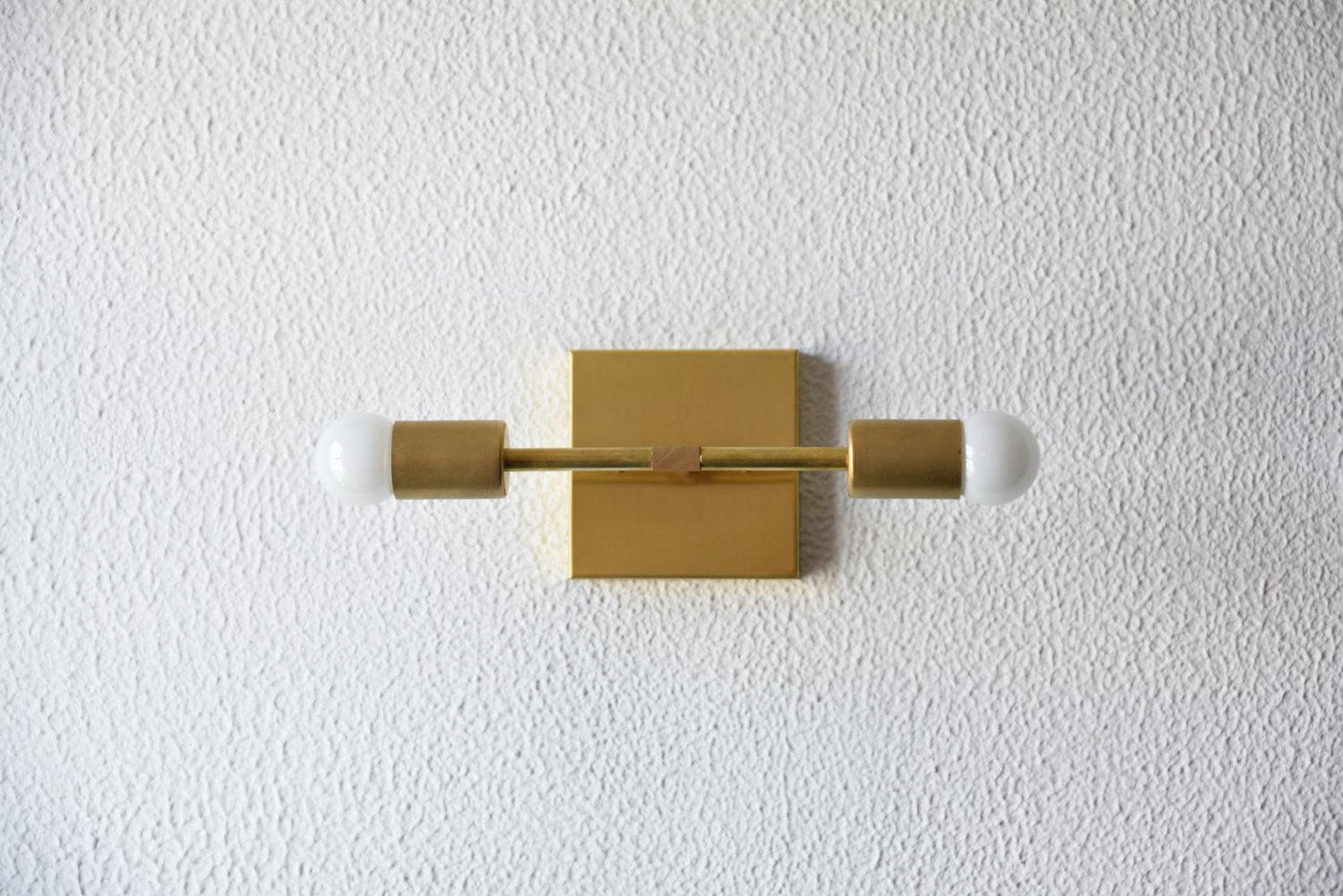 Modern Brass Wall Sconce Vanity Gold Brass 2 Bulb Square Sconce