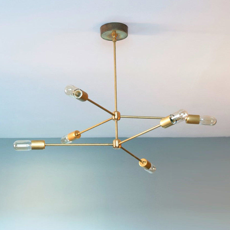 Double Layers 6 Light Modern Brass Sputnik Chandelier