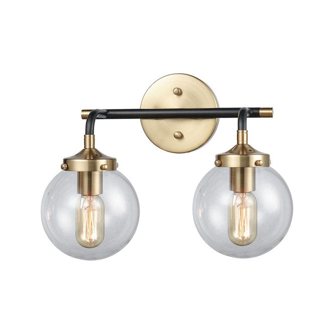 Modern Brass 2 Light Glass Globe Wall Sconce Vanity Light