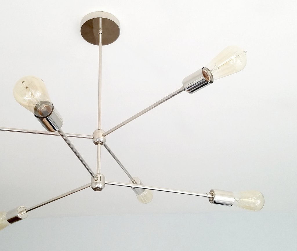 Double Layers 6 Light Modern Brass Sputnik Chandelier