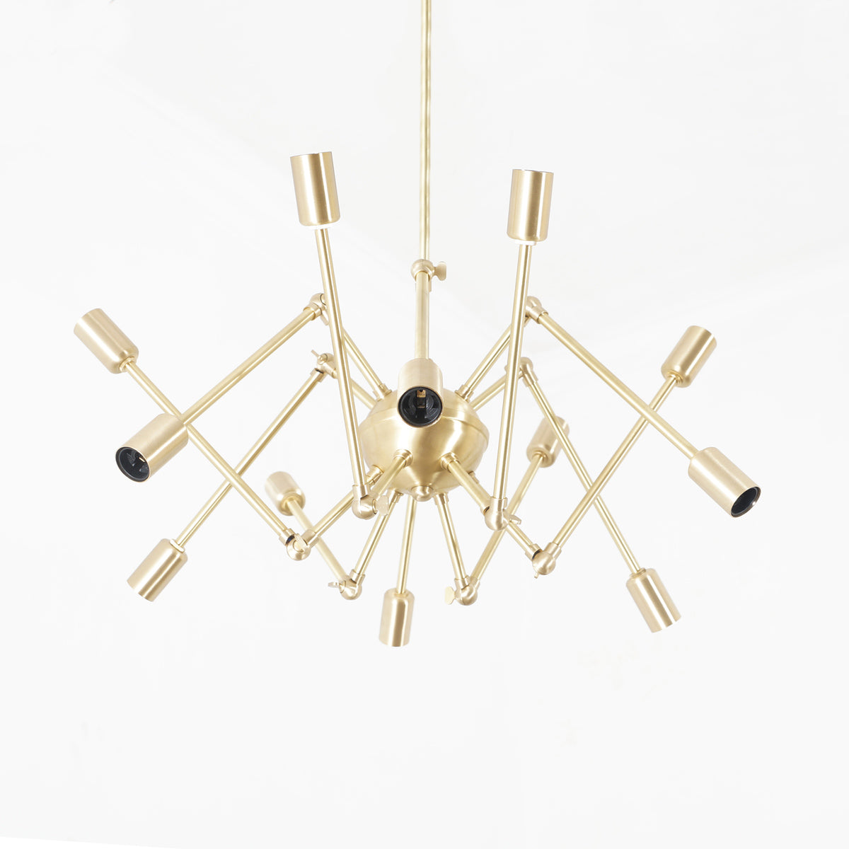 Modern Brass 12 Swivel Arm Sputnik Chandelier Light Fixture