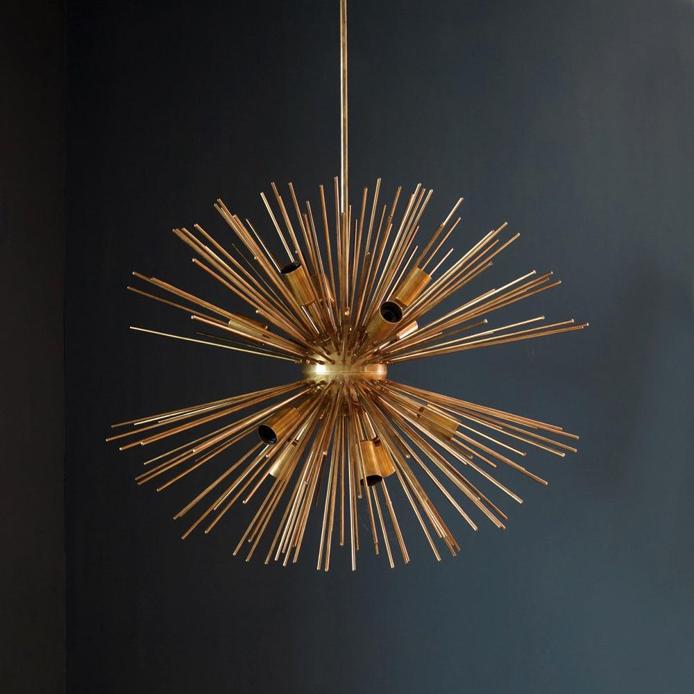 Modern Brass Sputnik Urchin Chandelier Light Fixture